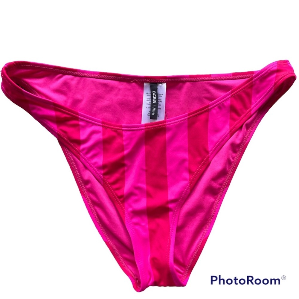 BCBG Red Stripe High Cut Bikini Bottom